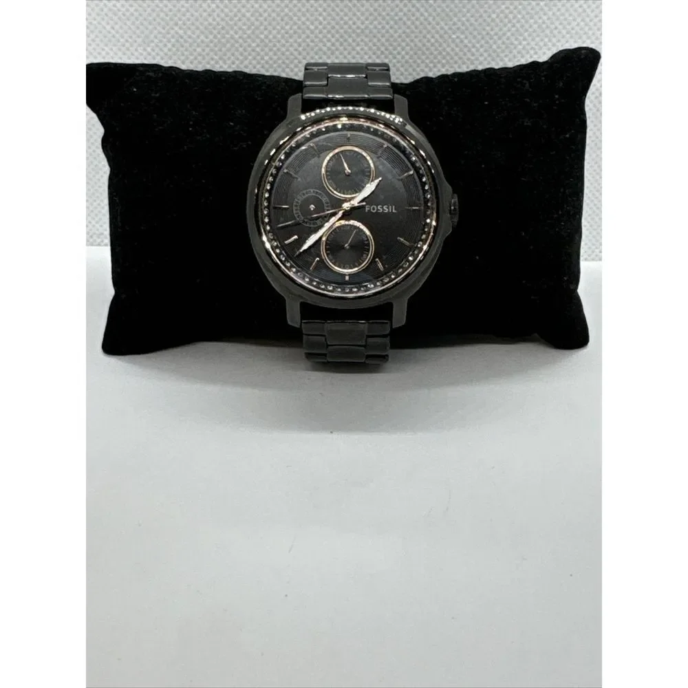 Fossil Chelsey ES3451 Women Black Stainless Steel Analog Dial Wrist Watch JNA334